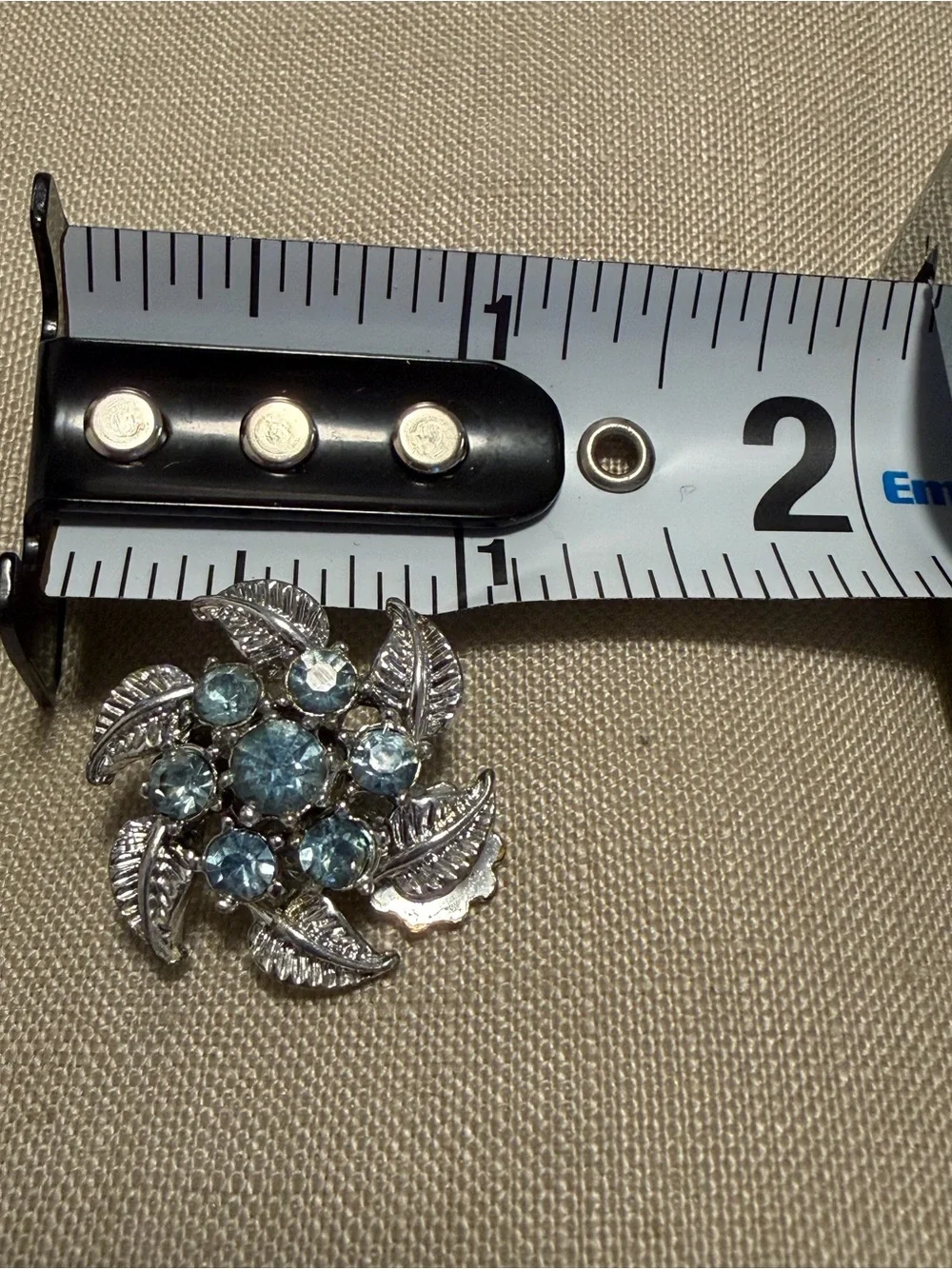 Vintage 1950s Blue Rhinestone Floral Dress Clip Collar Accessory
